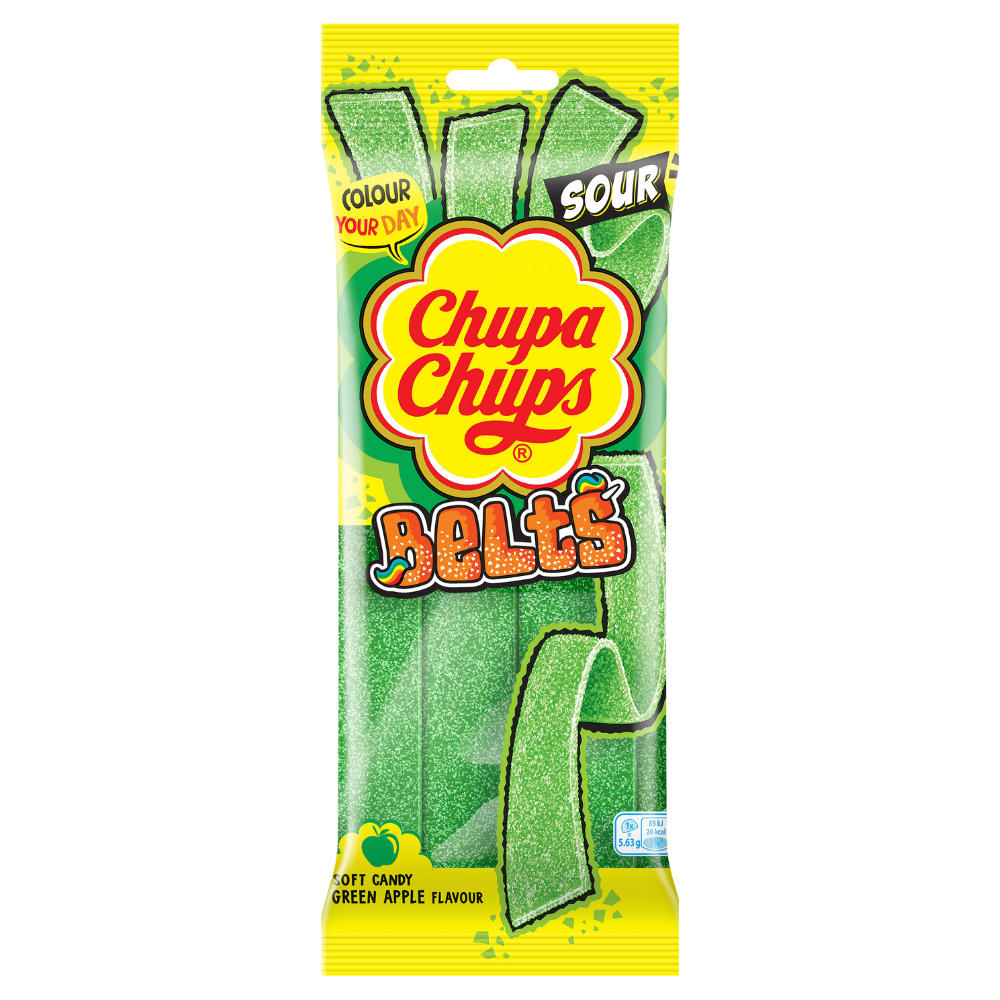 Chupa Chups Sour Apple Belts Peg Bag 90g