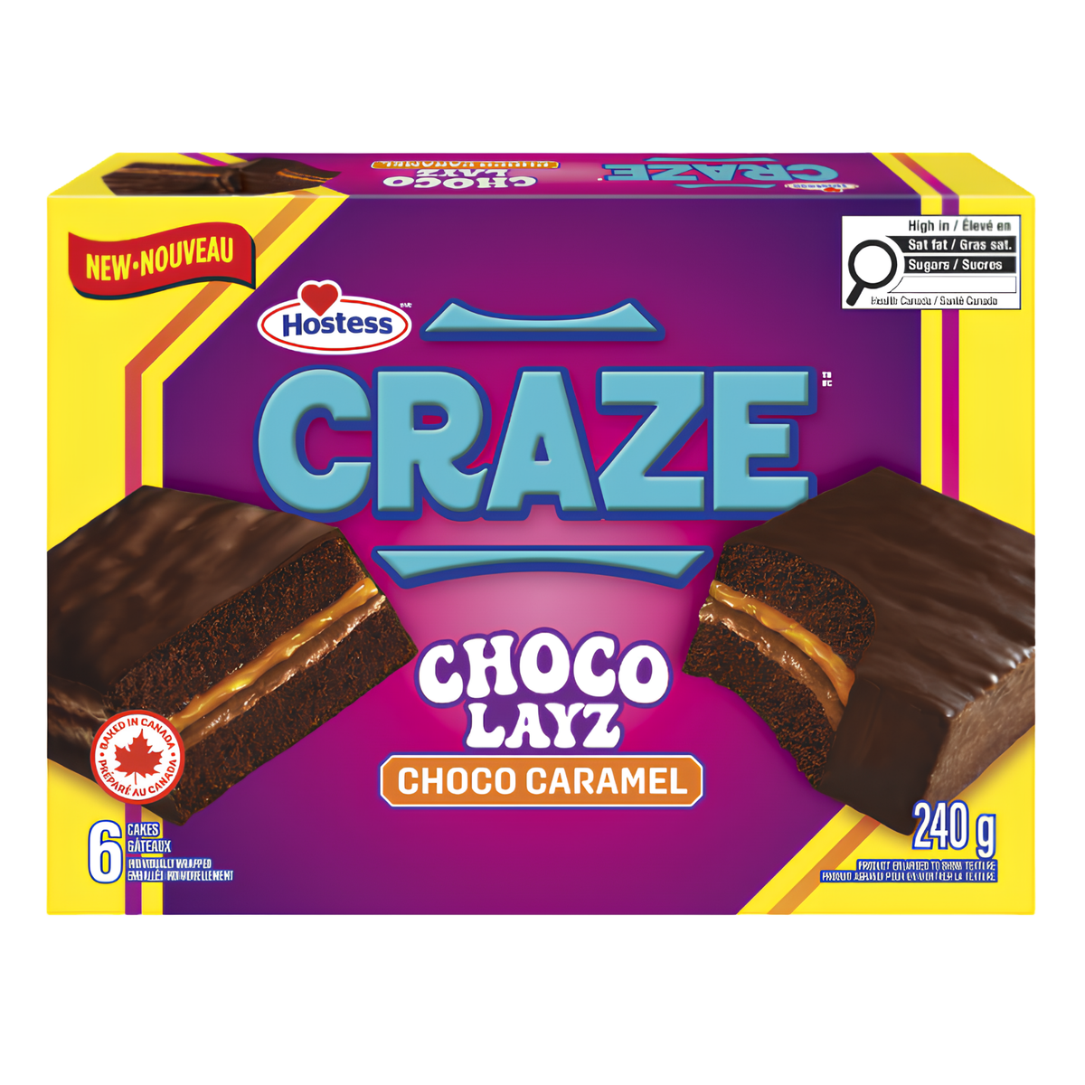 Hostess Craze Choco Layz Choco Caramel Cake 6 Pack 240g CANADA