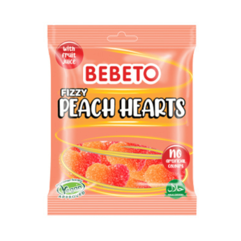 Bebeto Bag Fizzy Peach Hearts £1 PMP (150g)