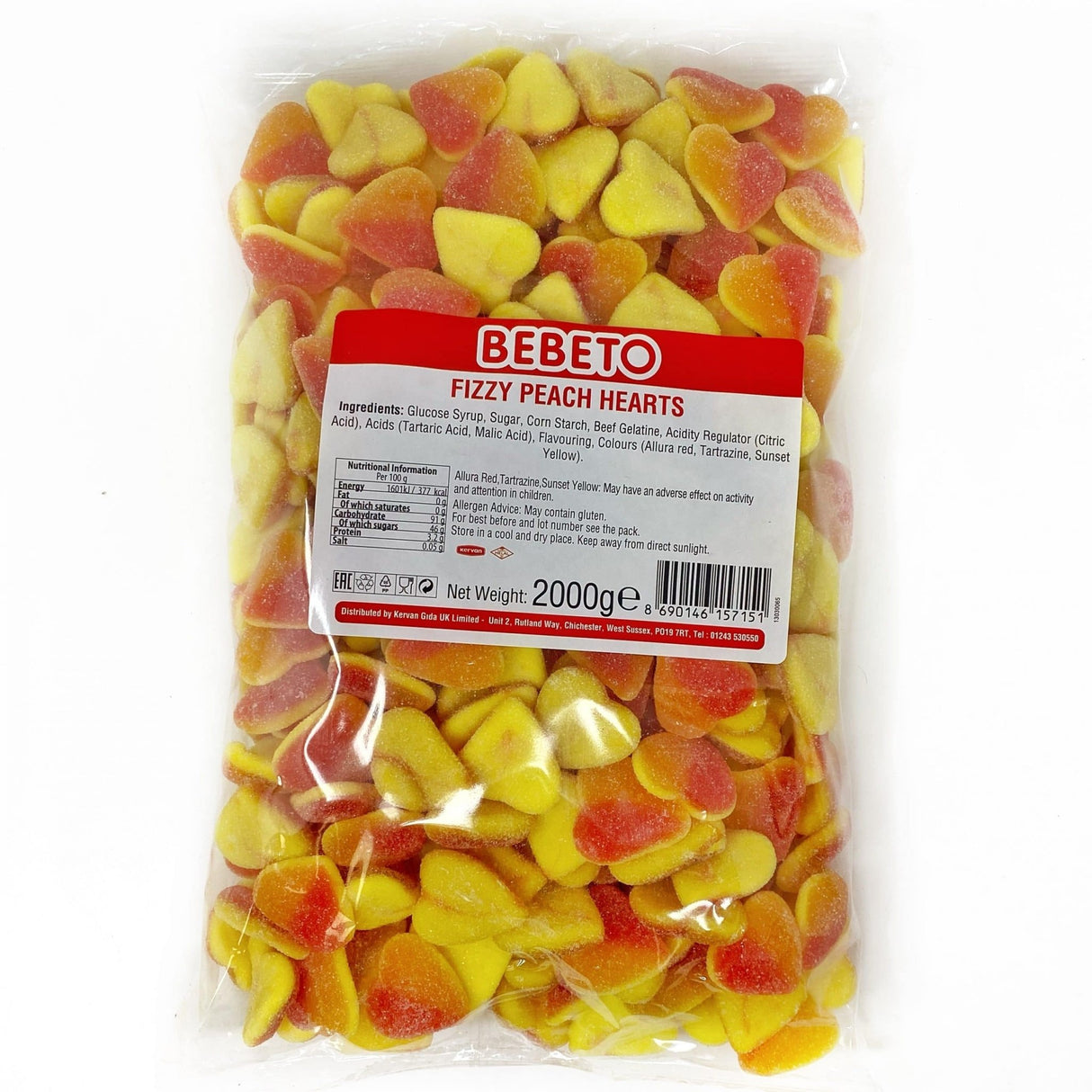 Bebeto Bag Fizzy Peach Hearts (2kg)