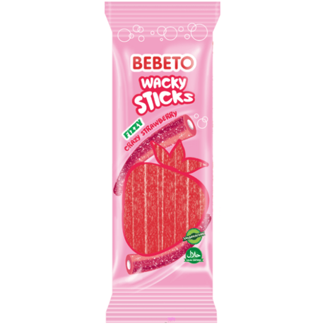 Bebeto Bag Wacky Sticks Fizzy Strawberry (160g)