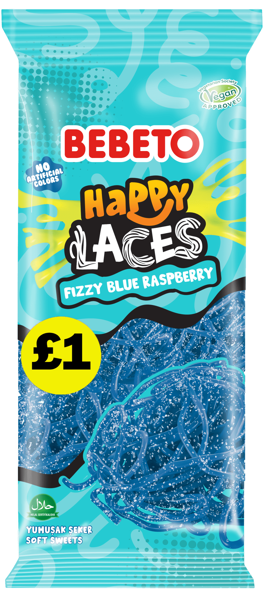 Bebeto Fizzy Blue Raspberry Laces Peg Bag 140g PMP £1