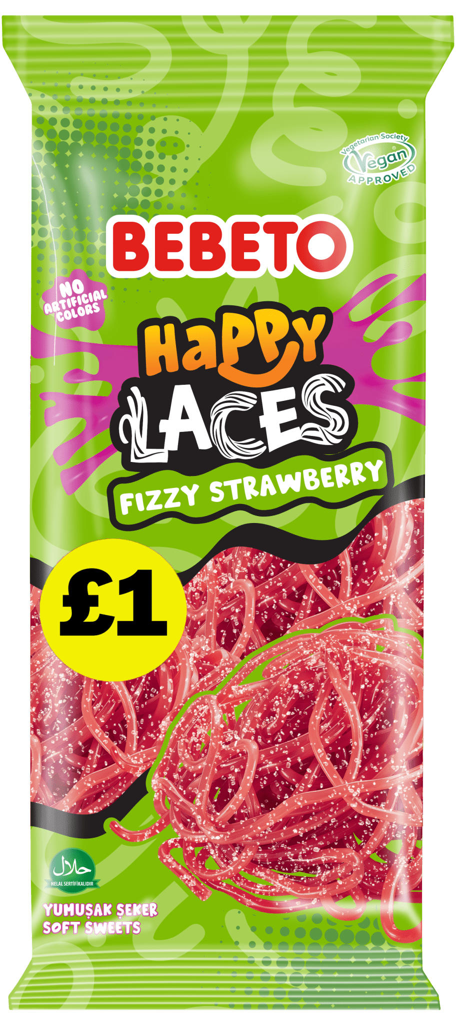 Bebeto Fizzy Strawberry Laces Peg Bag 140g PMP £1
