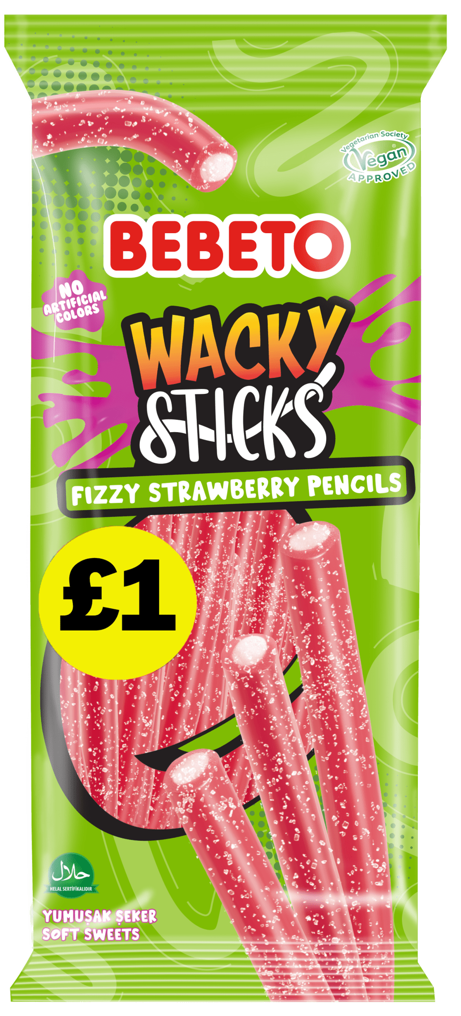 Bebeto Fizzy Strawberry Pencils Peg Bag 140g PMP £1