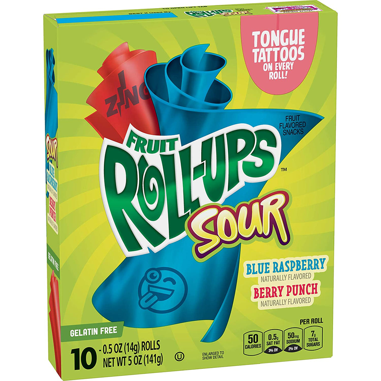 Betty Crocker Fruit Roll Ups Sour Blue Raspberry-Berry Punch (141g)