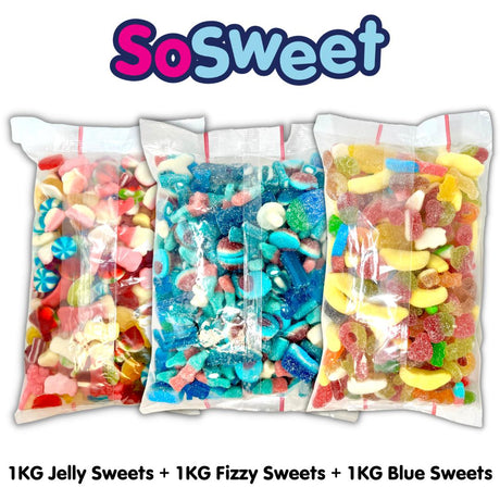 Blue, Fizzy & Jelly Sweets 3kg for £15