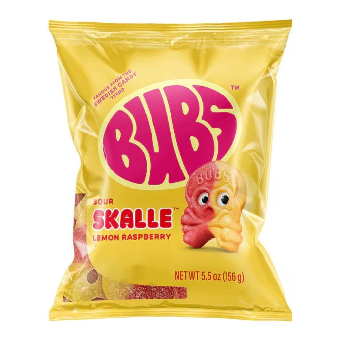 Bubs Sour Lemon Raspberry Skulls Peg Bag 156g USA