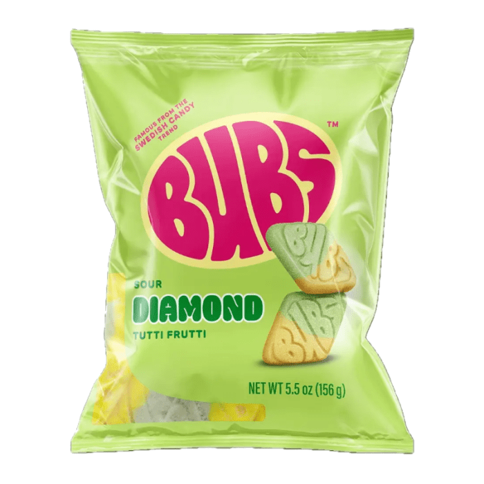 Bubs Sour Tutti Frutti Diamonds Peg Bag 156g (USA)