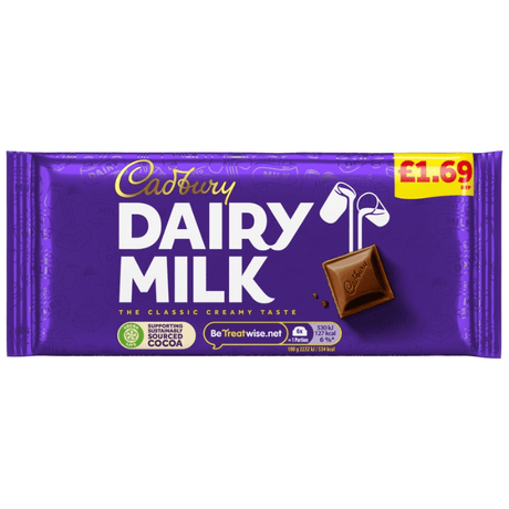 Cadbury Dairy Milk Chocolate Bar (95g) £1.69 PMP