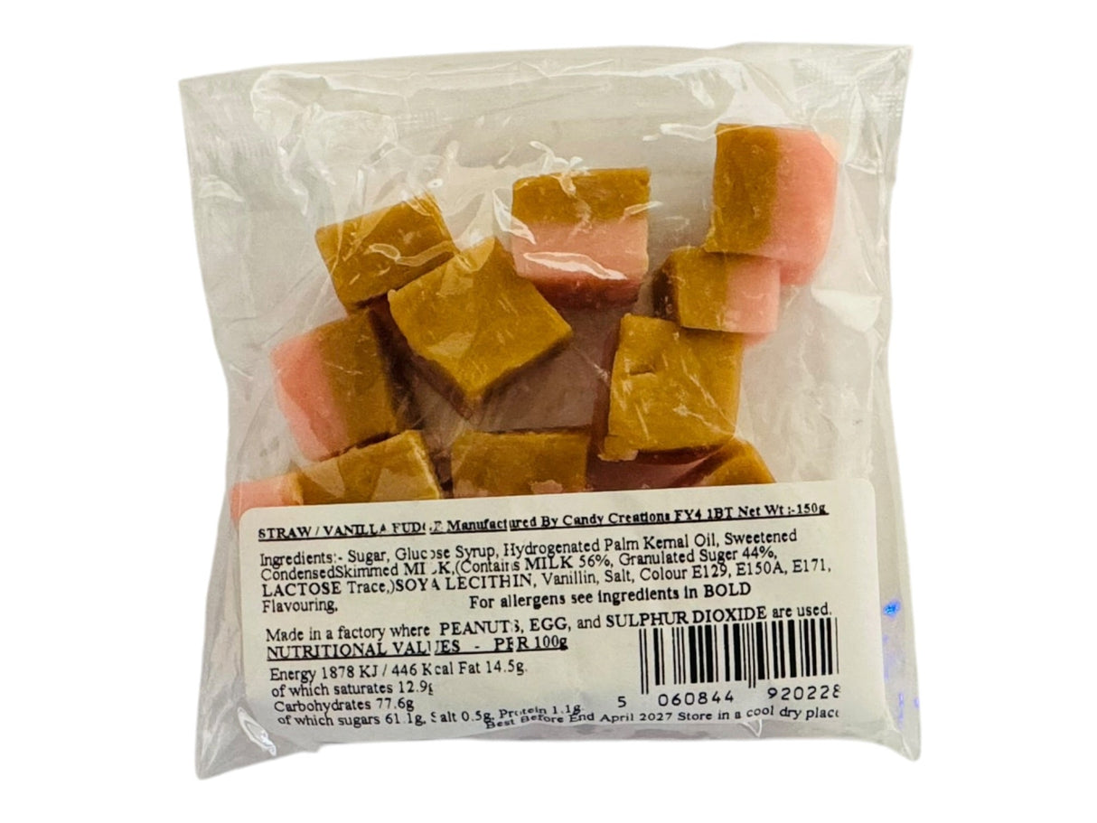 Candy Creations Strawberry & Vanilla Fudge Bag 150g