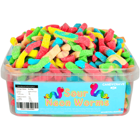 Candycrave Sour Neon Worms Tub (600g)