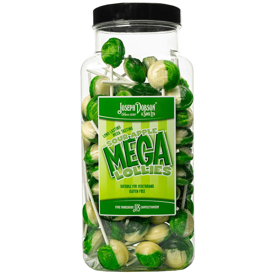 Dobsons Sour Apple Mega Lollies Jar (1.9kg)