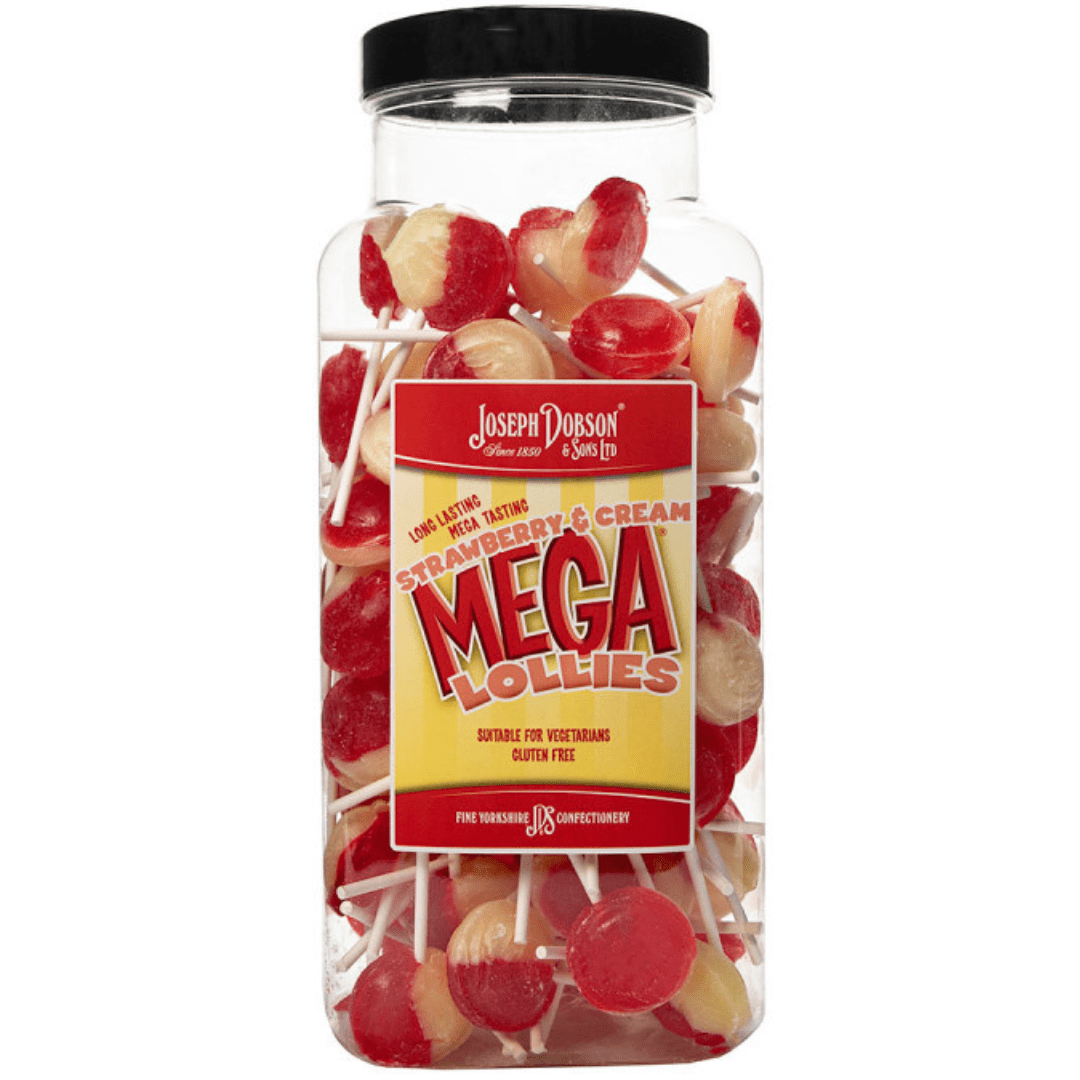 Dobsons Strawberry & Cream Mega Lollies Jar (1.9kg)