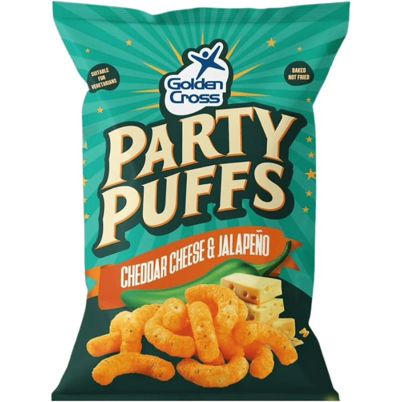 Golden Cross Party Puffs Cheddar Cheese & Jalapeno (125g)