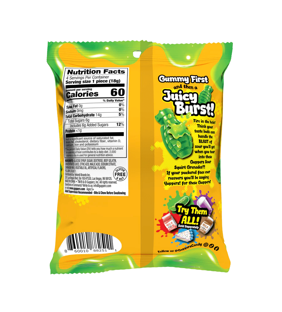 Gupperz Sour Squirt Grenade Peg Bag 72g