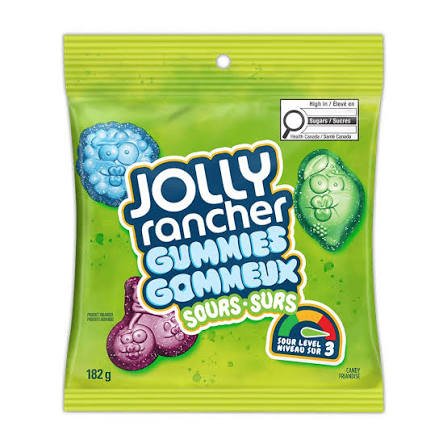 Jolly Rancher Gummies Sours Peg Bag 182g CANADA