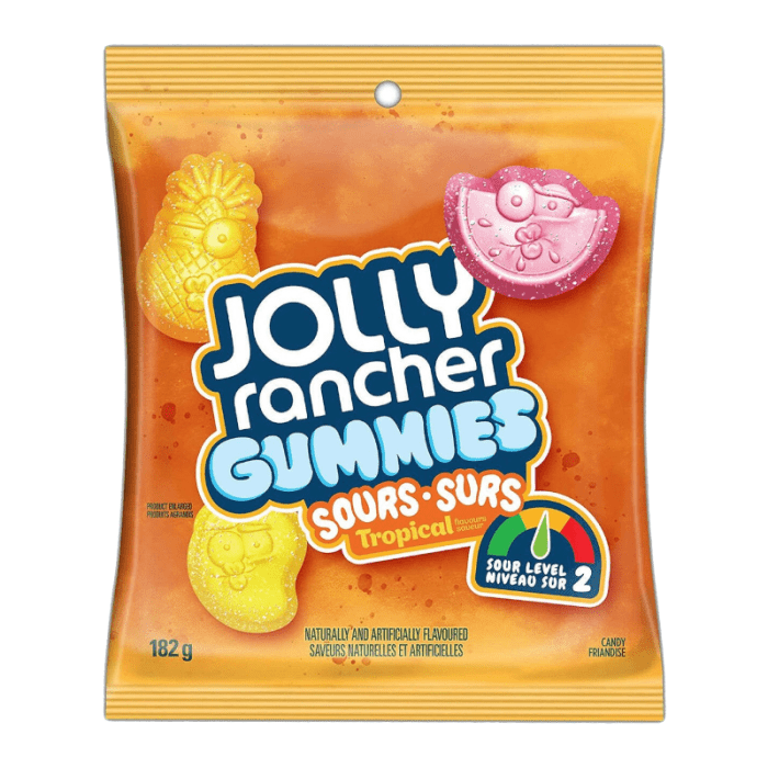 Jolly Rancher Gummies Sours Tropical Peg Bag 182g CANADA