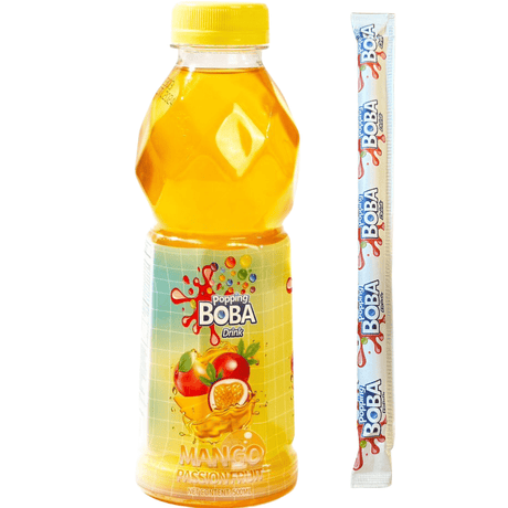 Mango & Passionfruit Popping Boba Drink With Straw (500ml)