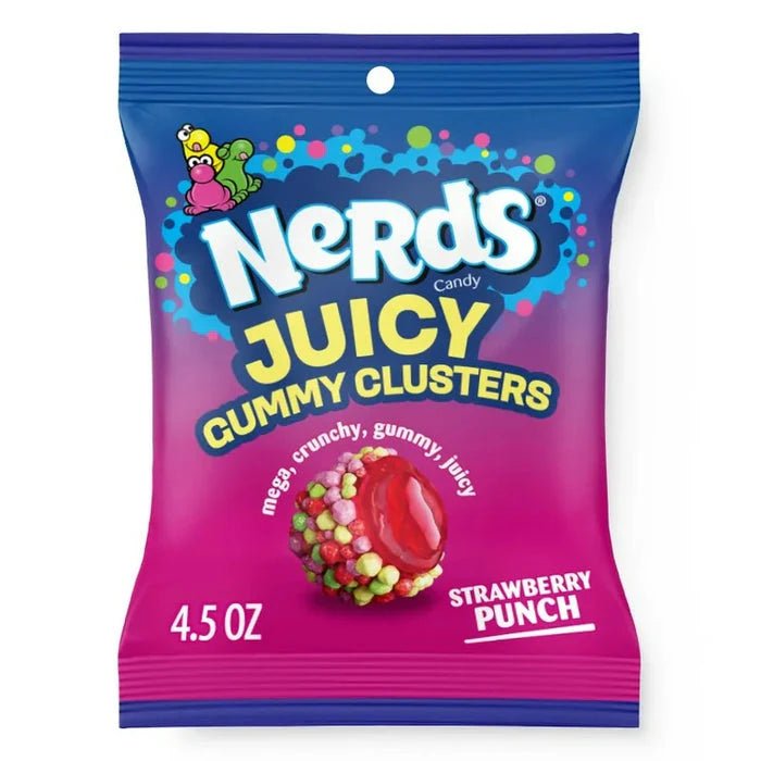 Nerds Juiced Gummy Clusters Strawberry Punch Flavour Peg Bag 128g