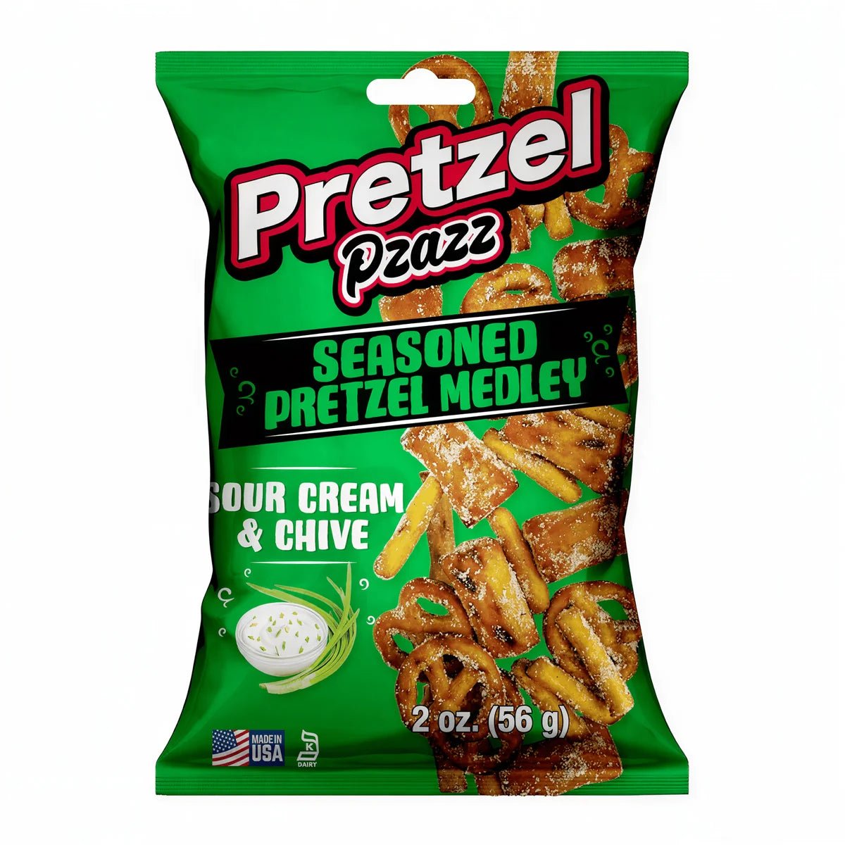 Pretzel Pzazz Seasoned Pretzel Medley Sour Cream & Chive 57g USA