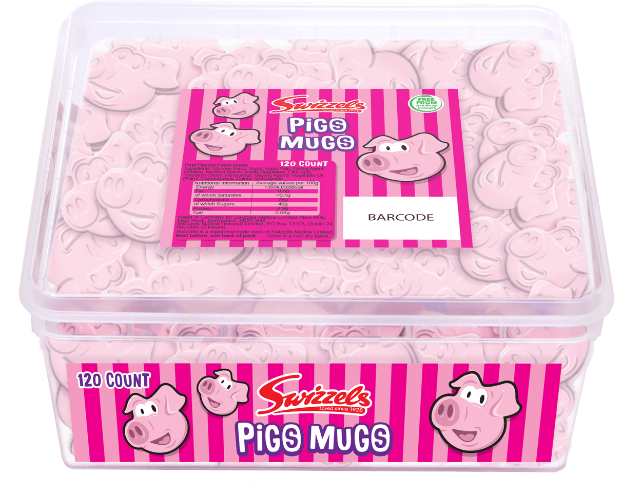 Swizzels Fun Gums Tub Pigs Mugs (120pcs)