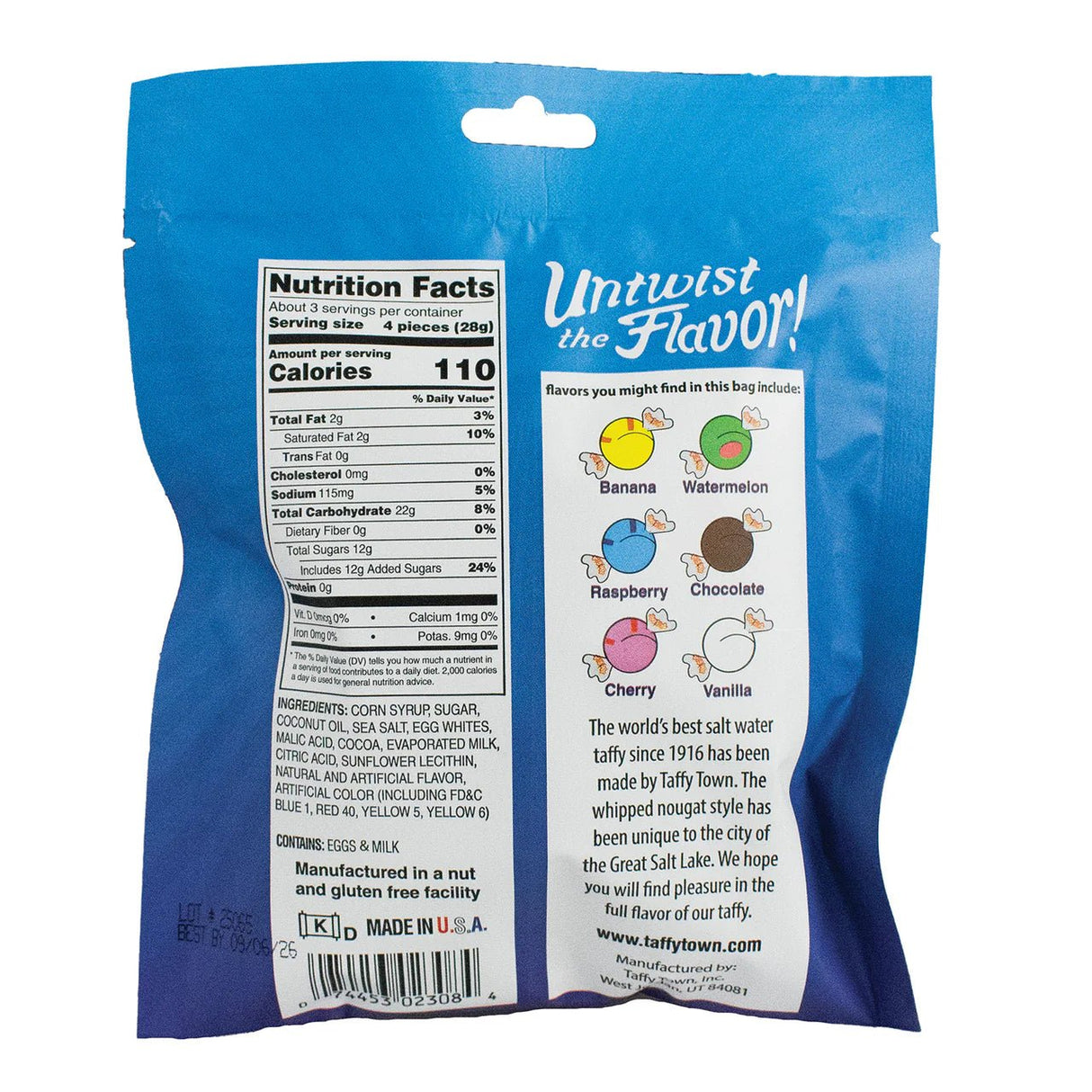 Taffy Town Assorted Classics Salt Water Taffy Peg Bag 99g USA