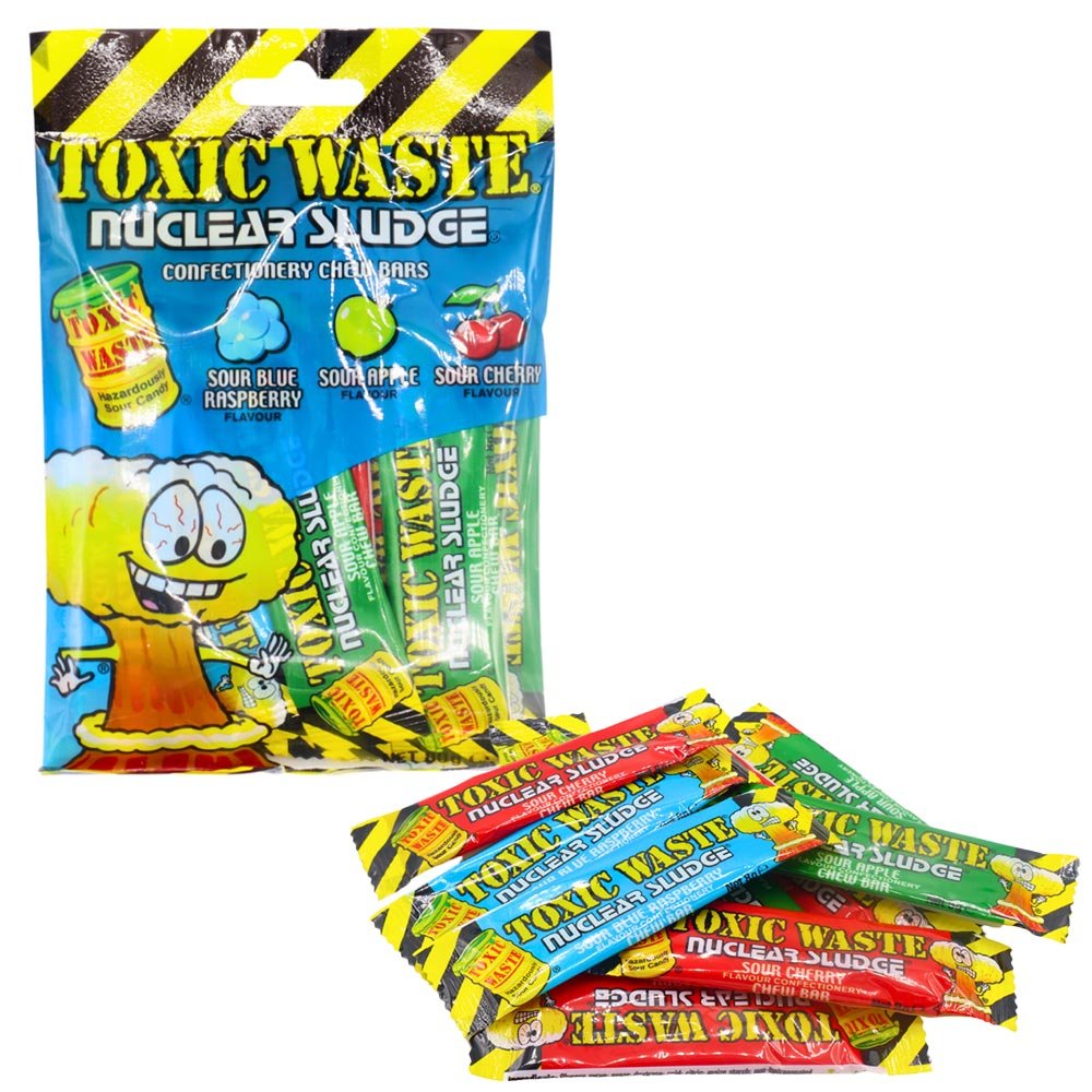 Toxic Waste Nucleur Sludge Mini Chew Bars Peg Bag 80g
