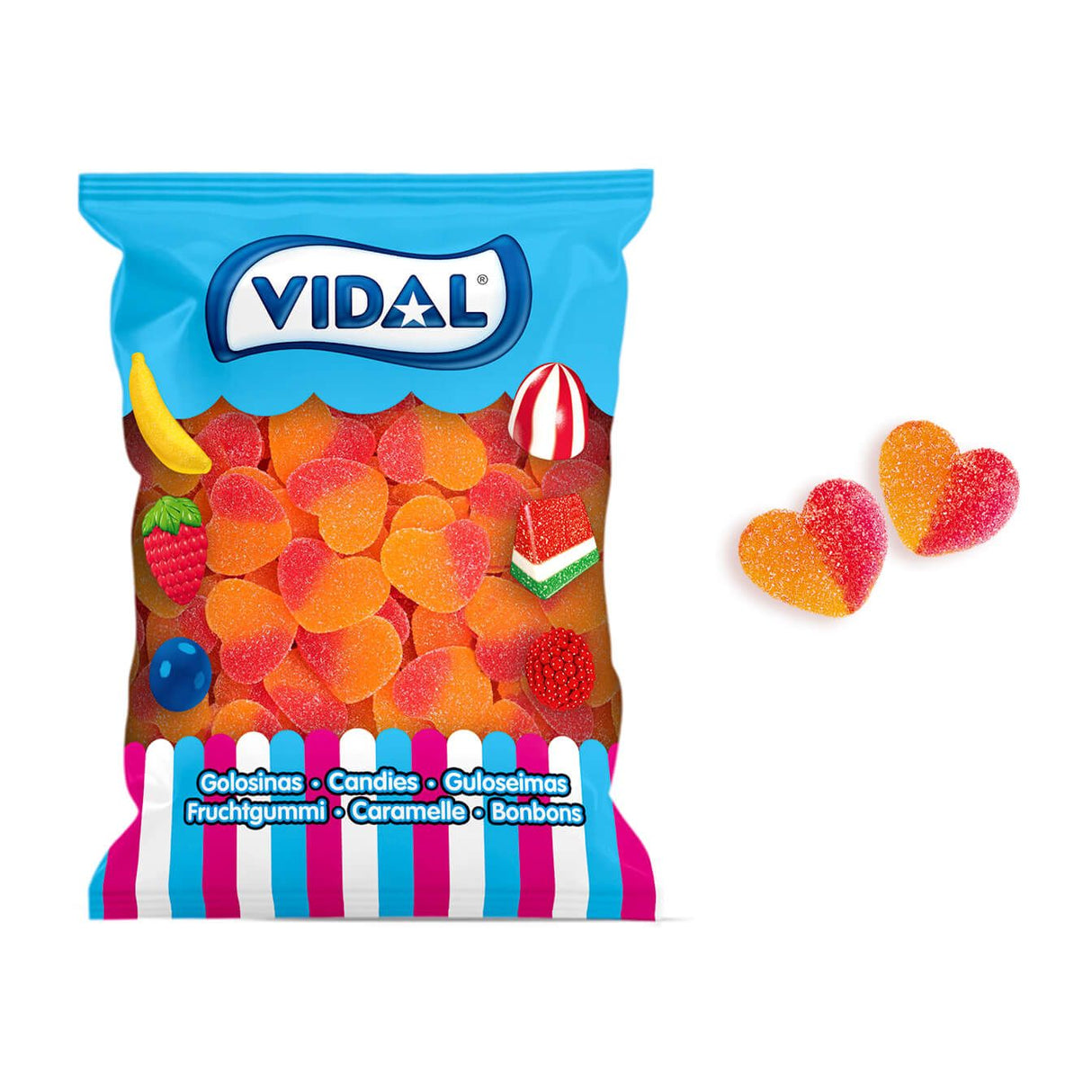 Vidal Fizzy Peach Hearts Bag 1.5kg