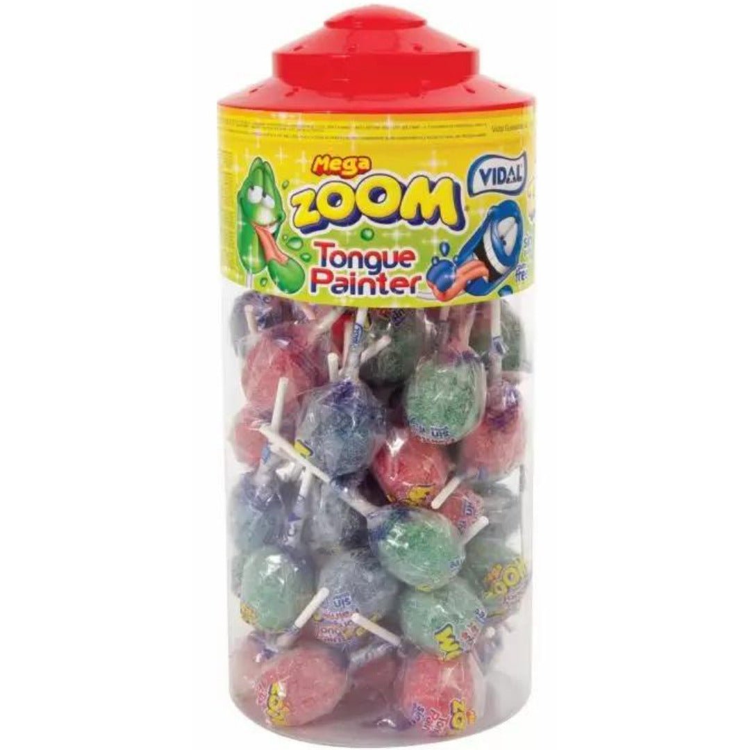Vidal Mega Zoom Tongue Painter Lollipops Tub (50pcs)