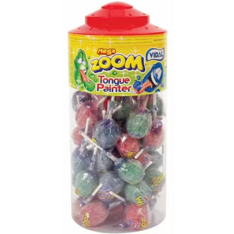 Vidal Mega Zoom Tongue Painter Lollipops Tub (50pcs)