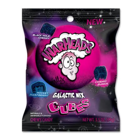 Warheads Galactic Cubes Peg Bag 99g USA