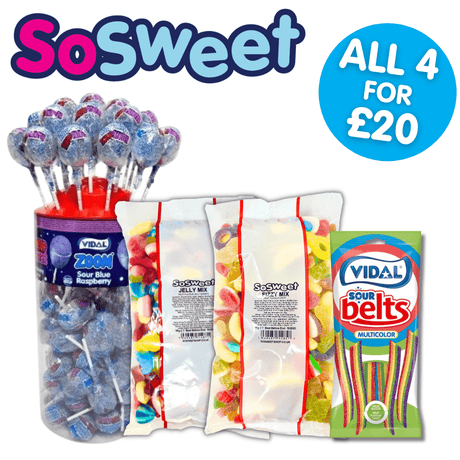 2kg Fizzy, Jelly Sweets + Vidal Mega Zoom Lollipops