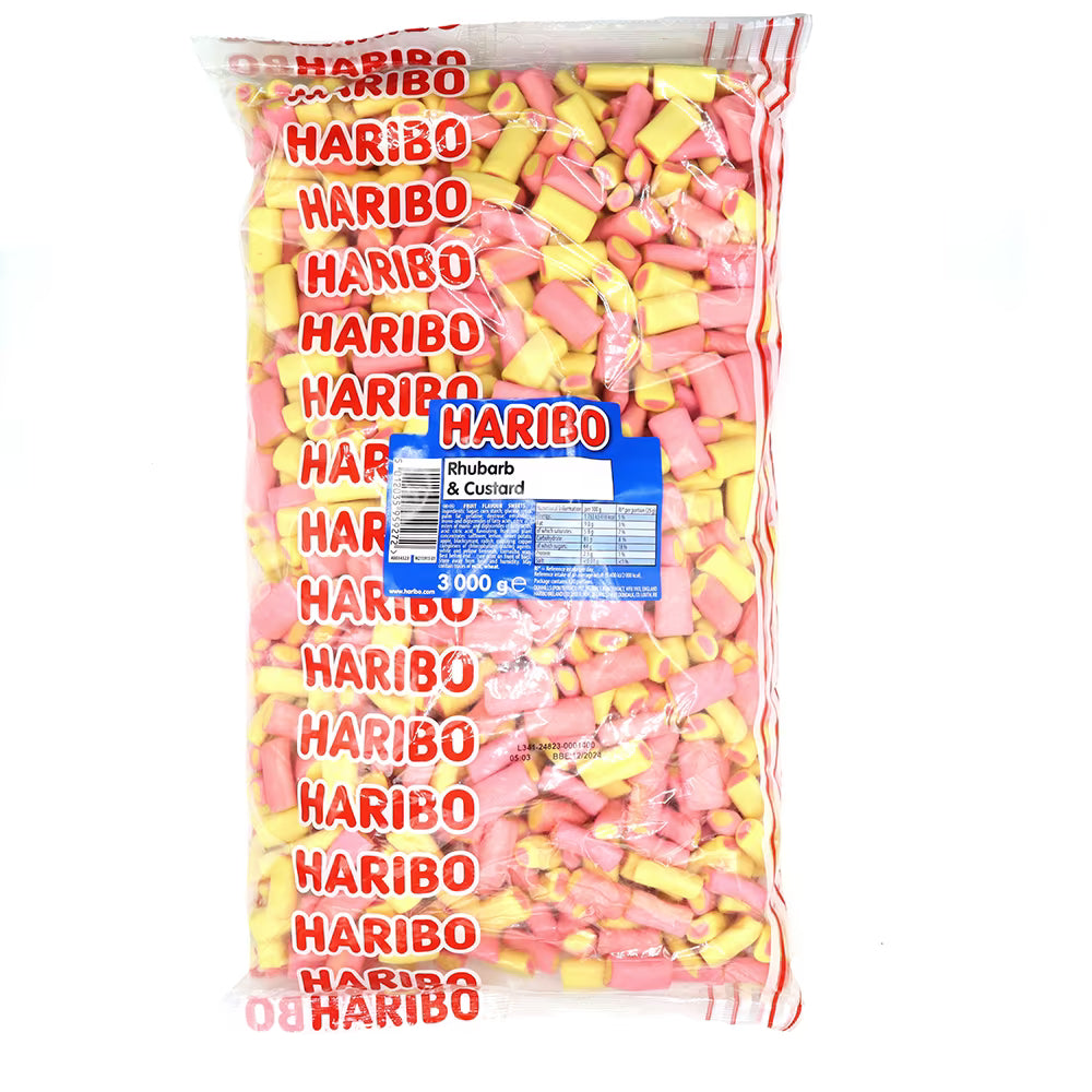 Haribo Rhubarb & Custard Bag 3kg BBE JULY 2025