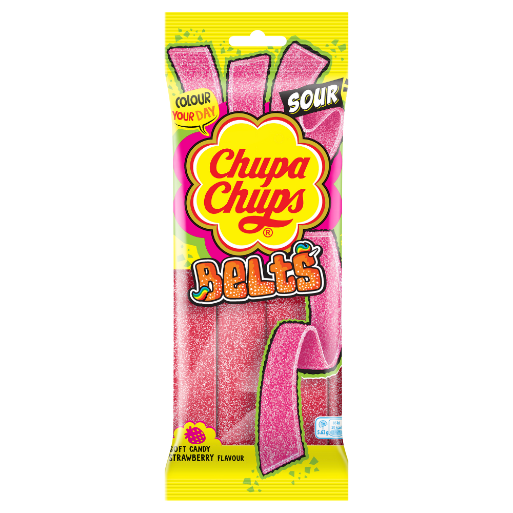 Chupa Chups Sour Strawberry Belts Peg Bag 90g