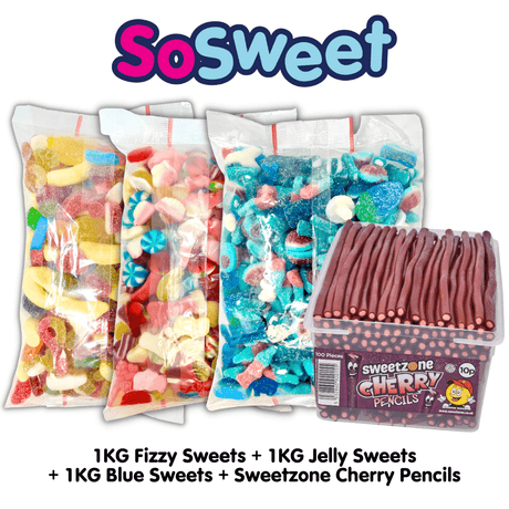 4kg for £20 - Jelly, Fizzy, Blue, Sweetzone Cherry Pencil