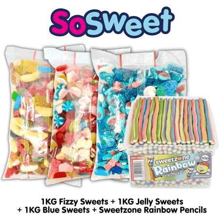 4kg for £20 - Jelly, Fizzy, Blue, Sweetzone Rainbow Pencil