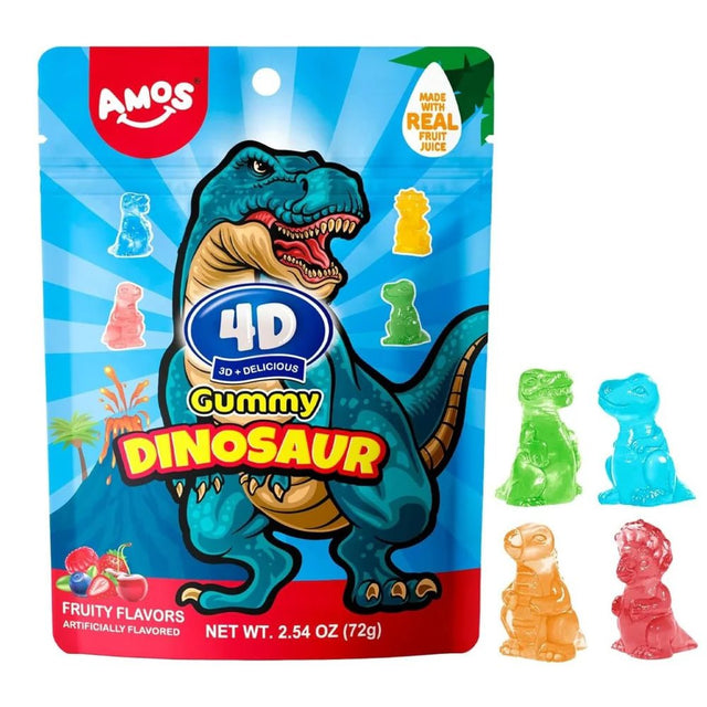 Amos 4D Gummy Dinosaur Peg Bag 198g