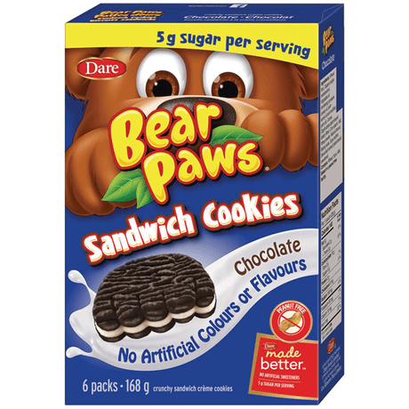 Bear Paws Sandwich Cookies Chocolate 6 Pack (168g)