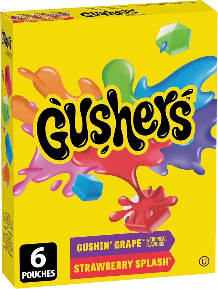 Betty Crocker Fruit Gushers Gushin Grape & Strawberry Splash 6 Pack 138g USA