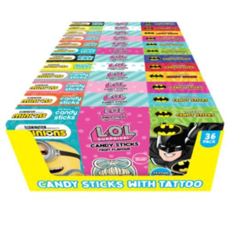 Bip License Mix Candy Sticks With Tattoo (Assorted Character)