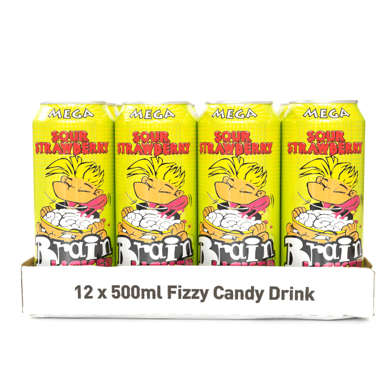Brain Licker Sour Fizzy Candy Drink Strawberry (500ml) (Case of 12) (BB 09/24)