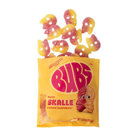 Bubs Sour Lemon Raspberry Skulls Peg Bag 156g USA