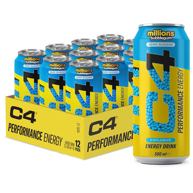 C4 Energy Millions Bubblegum Zero Sugar Can 500ml PMP £1.65 (Case of 12)