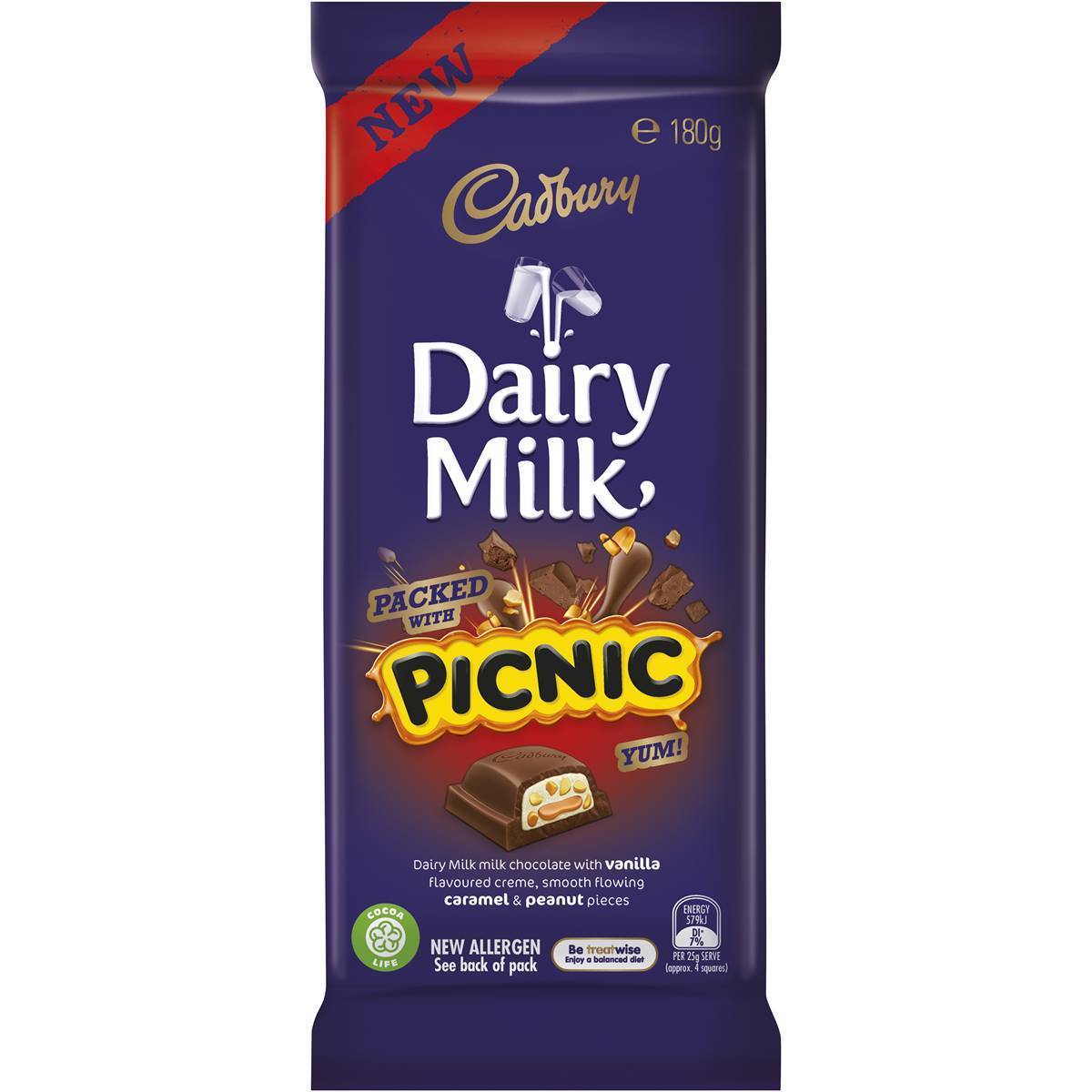 Cadbury Dairy Milk Block With Picnic (170g)