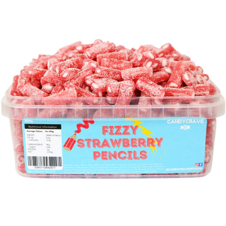 Candycrave Fizzy Strawberry Pencils Tub (600g)