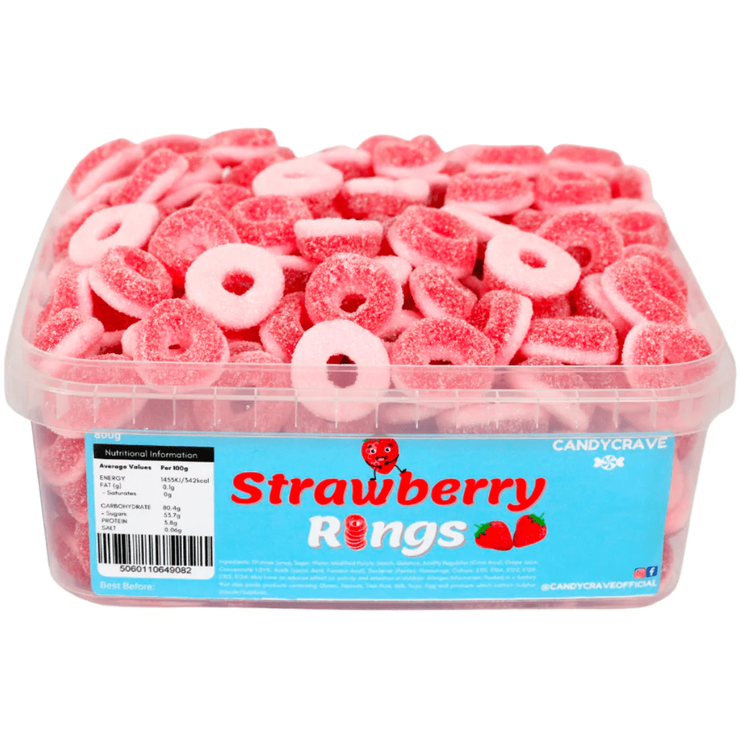 Candycrave Strawberry Rings Tub (600g)