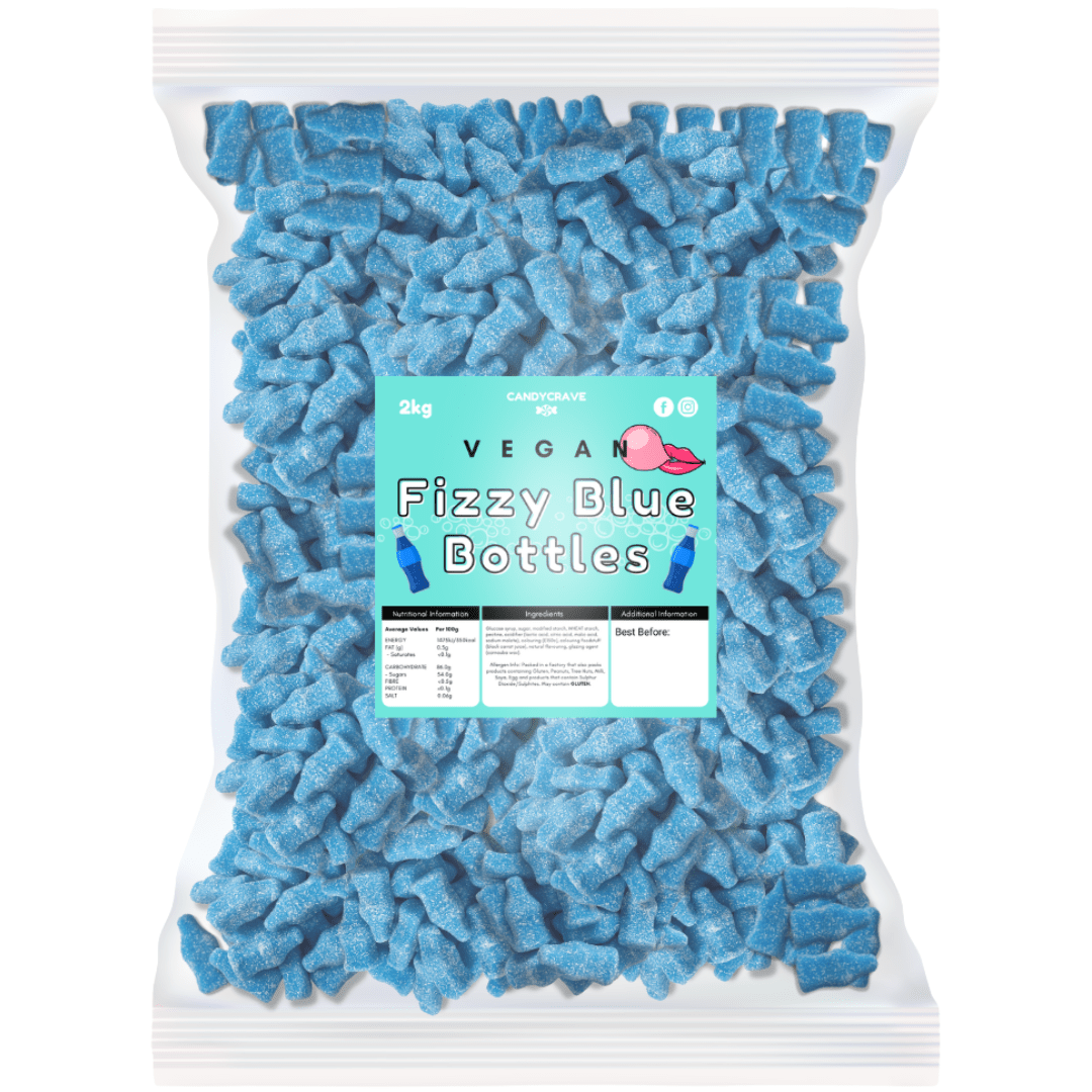 Candycrave Vegan Fizzy Blue Bottles Bag 2kg – SoSweet