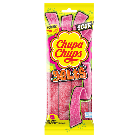 Chupa Chups Sour Strawberry Belts Peg Bag 90g