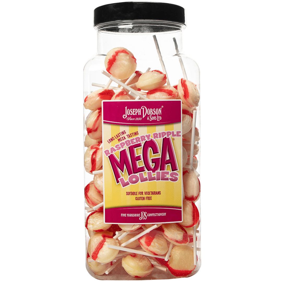 Dobsons Raspberry Ripple Mega Lollies Jar (1.9kg)