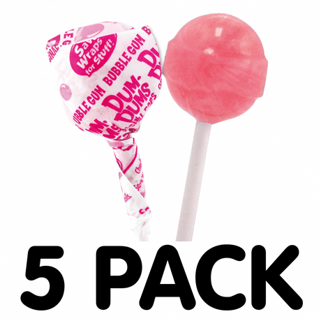 Dum Dums Lollipop Bubble Gum (5 Pack)
